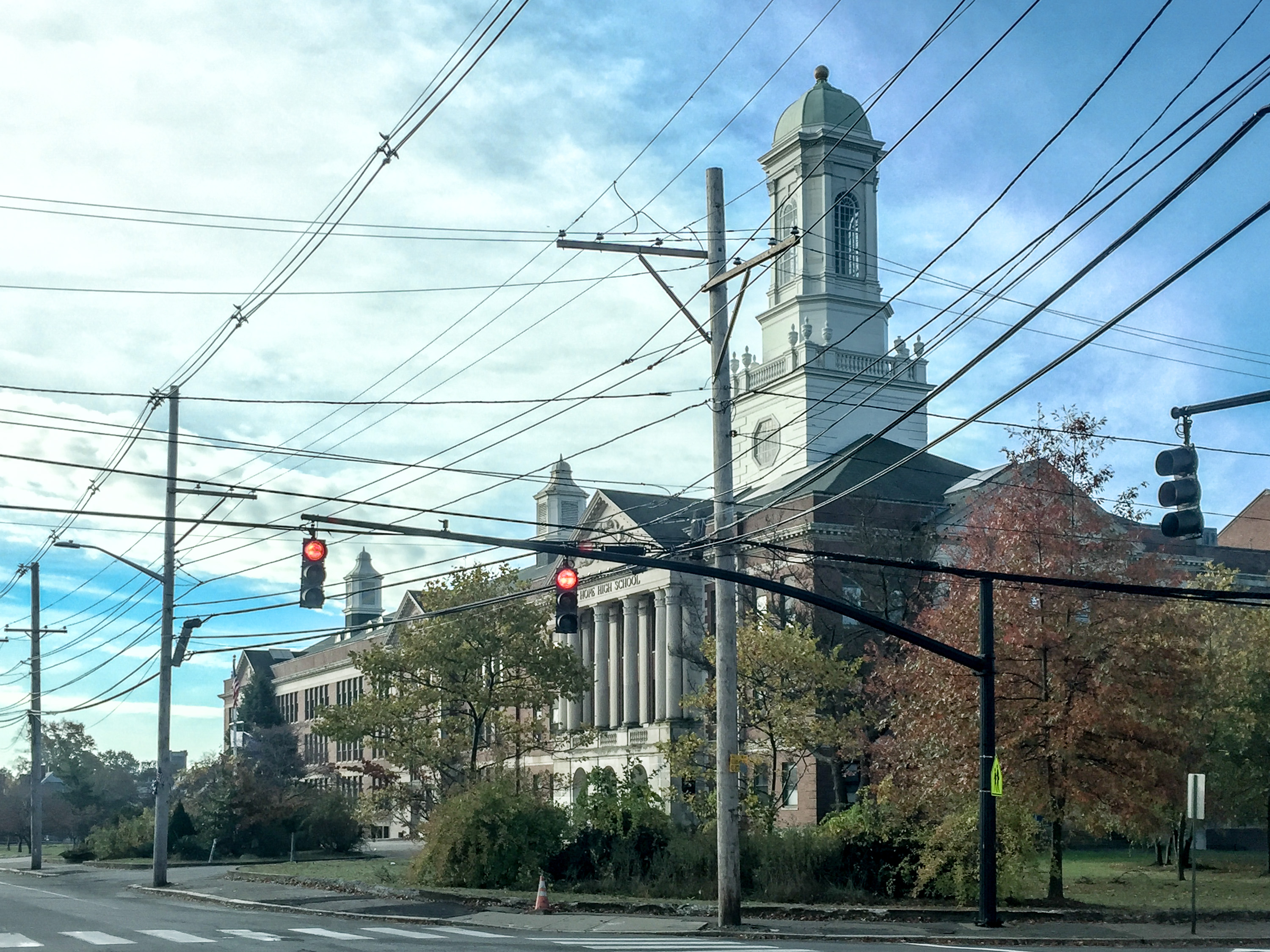 The brick exterior of Hope High School in Providence.