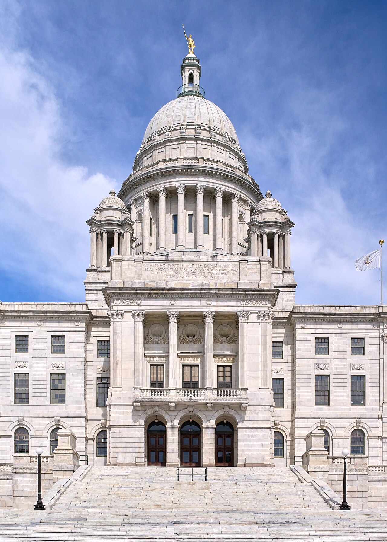 The south facade of the Rhode Island State House in Providence.