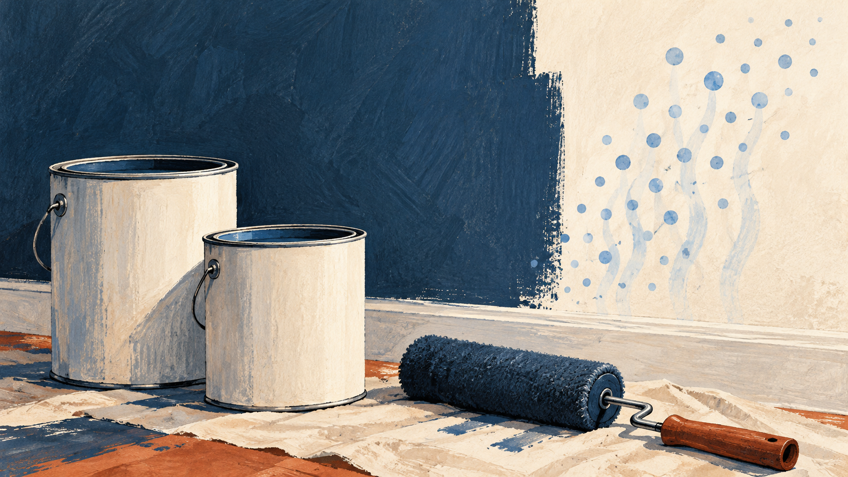 Illustration of paint, primer and water vapor.