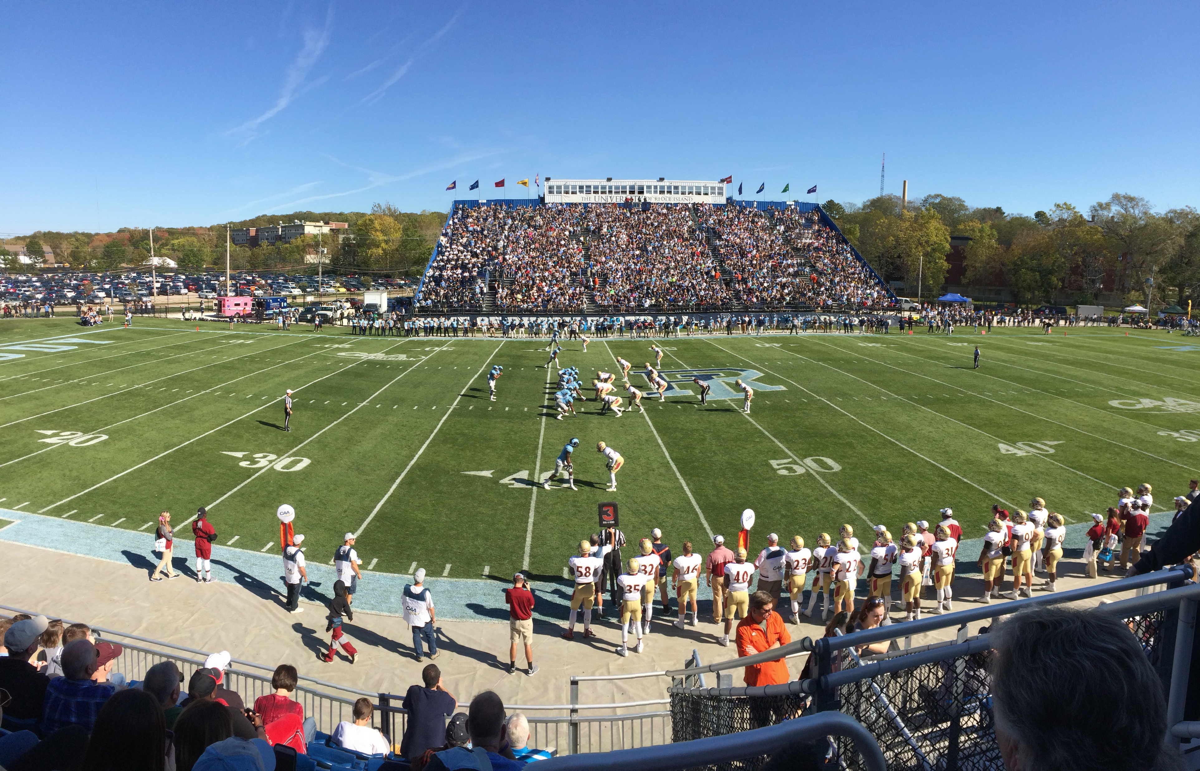 The field and stands at Meade Stadium at the University of Rhode Island.