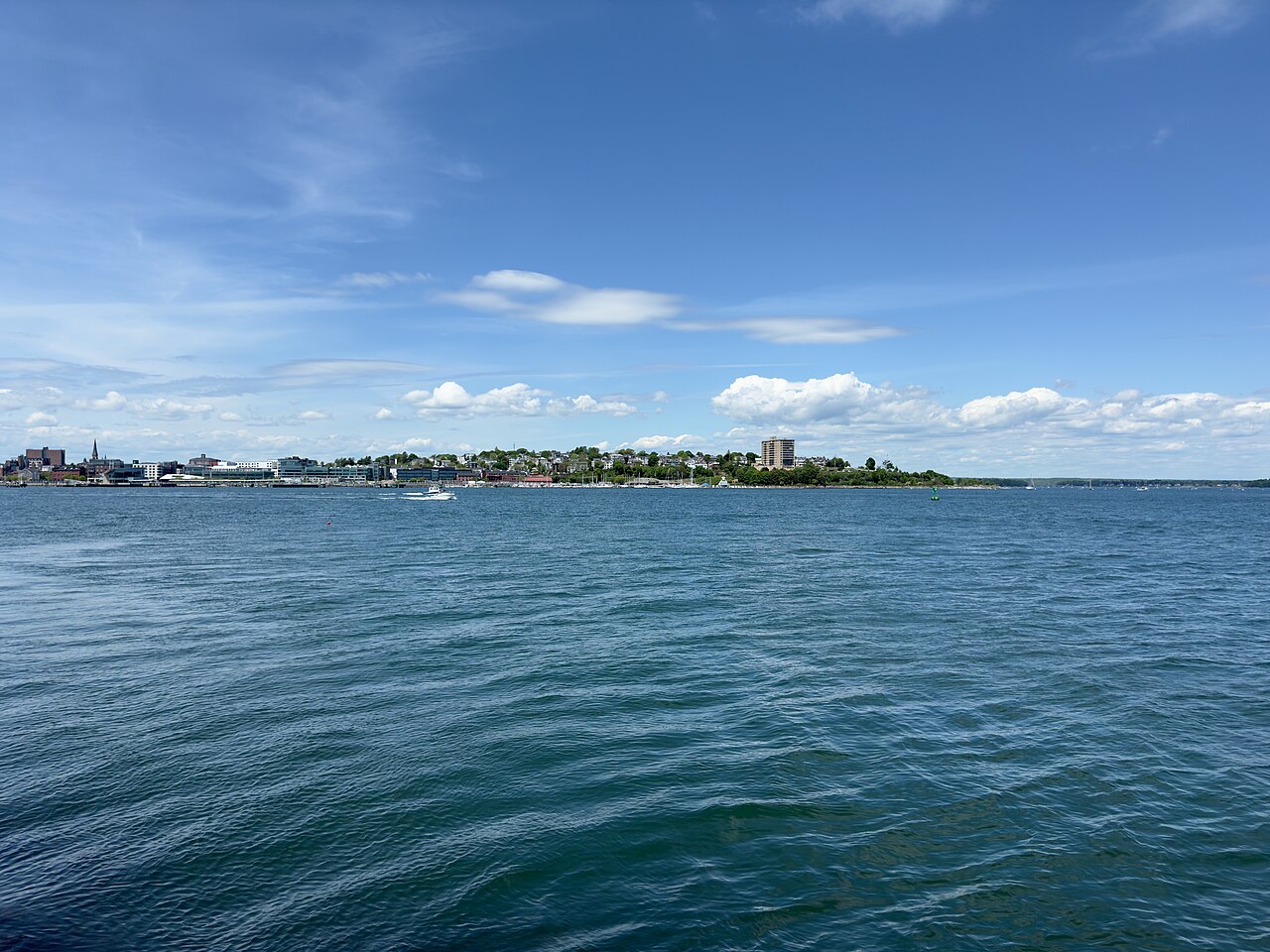 Munjoy Hill in Portland, Maine, viewed across the water.