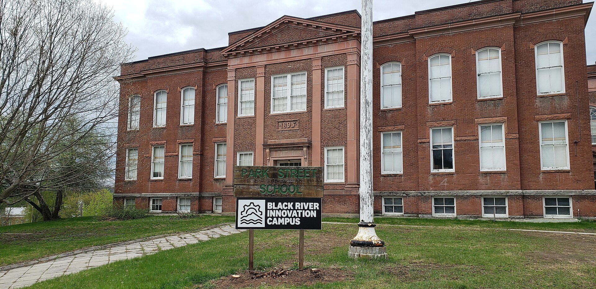 The historic Park Street School building in Springfield, Vermont.
