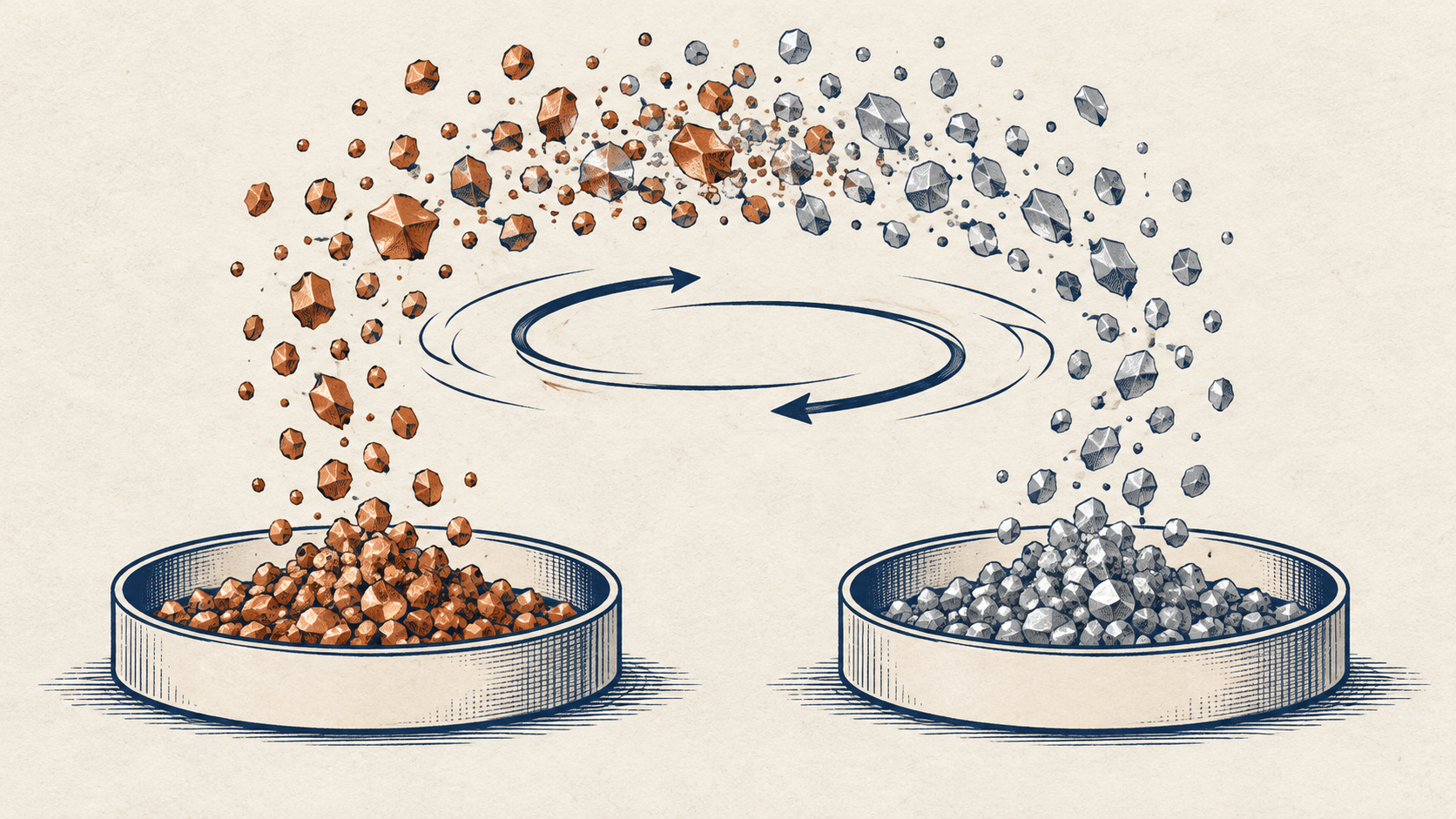 Illustration of separating metal powders.