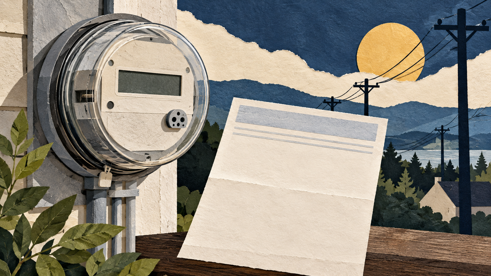 Illustration: An electricity meter and household bill.