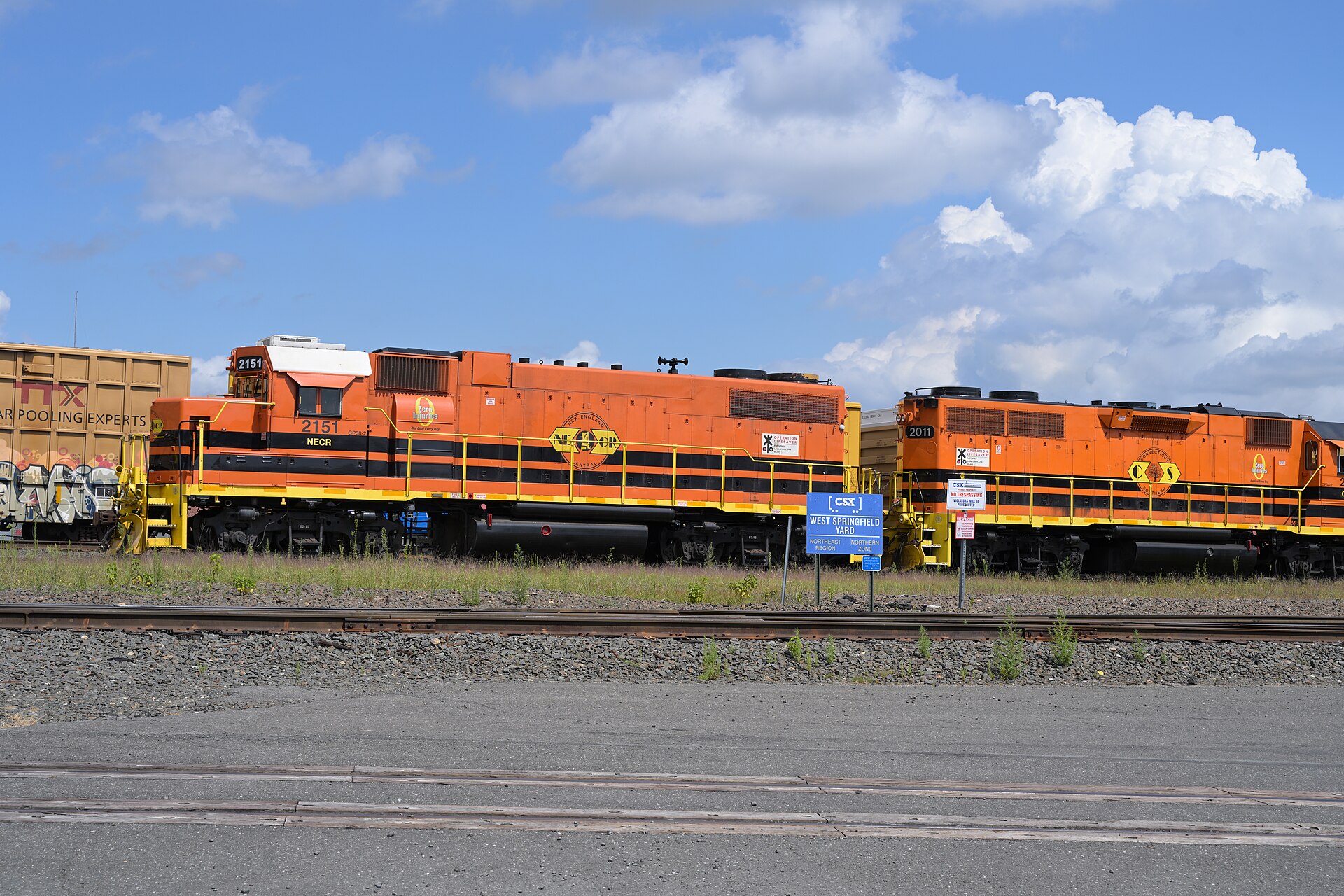 Locomotives switch cars at West Springfield Yard on Aug. 25, 2025. File photo.