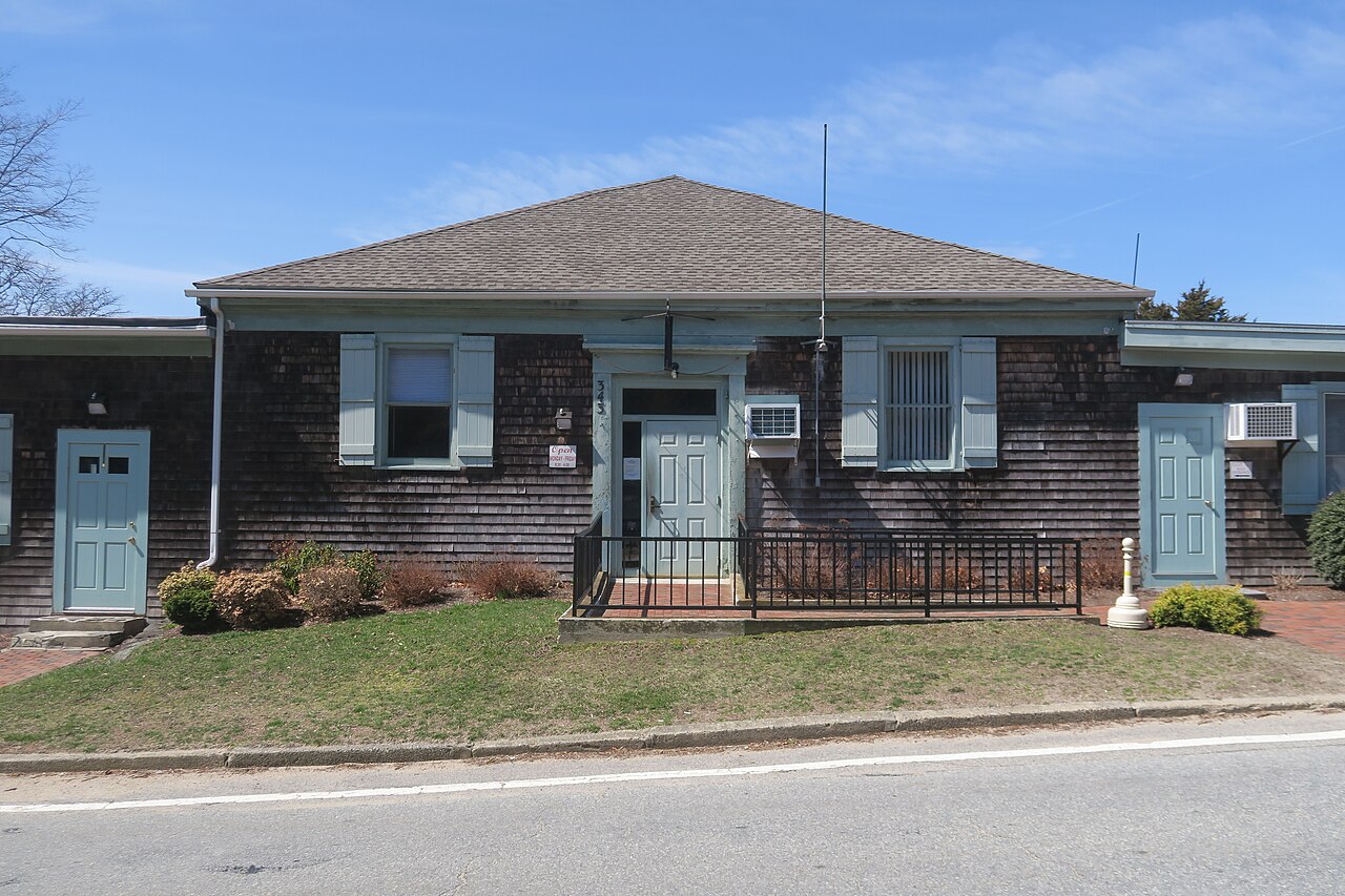 The exterior of Tiverton Town Hall in Rhode Island.